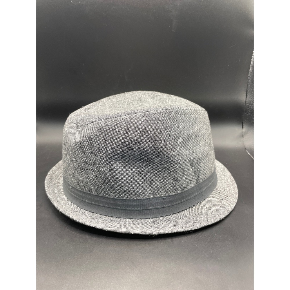 HM Gray Fedora Trilby Hat Textured Marled Fabric Grosgrain Band Size M 58cm